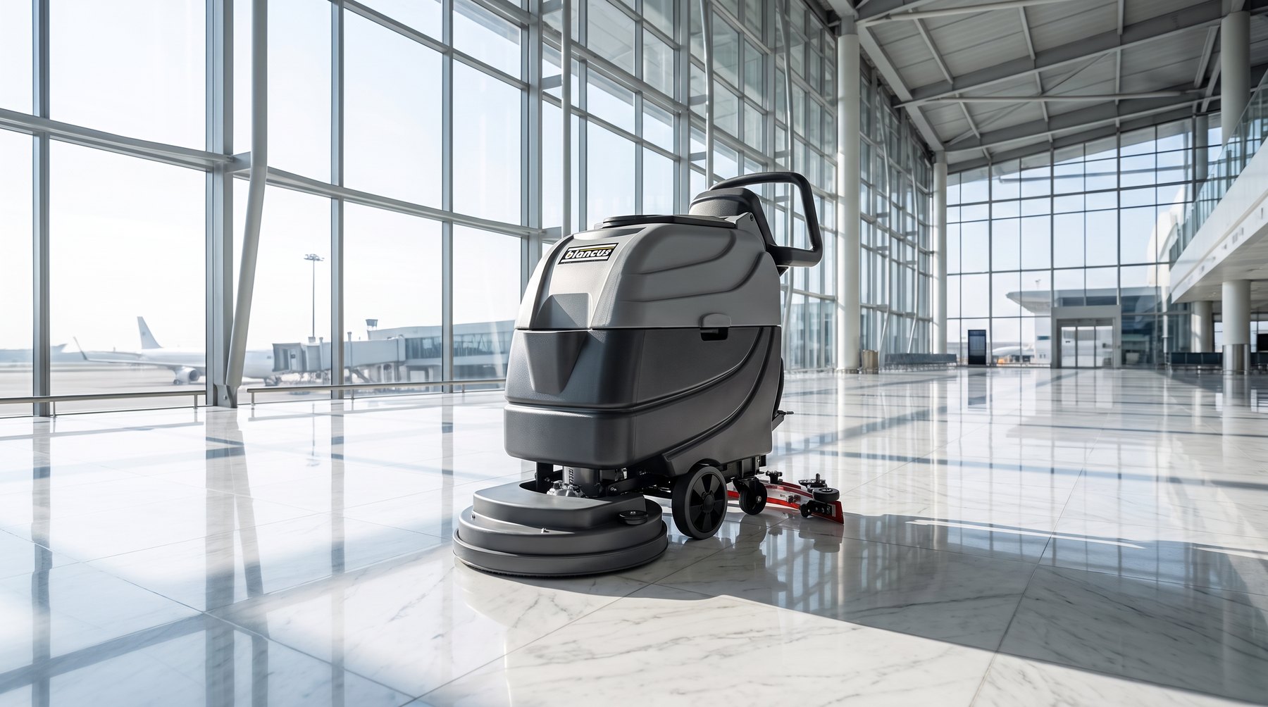 Professionele Blancus reinigingsmachine in een moderne terminal